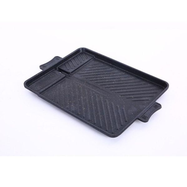 

pans korean style rice stone aluminum baking tray square barbecue grill dish portable outdoor frying pan