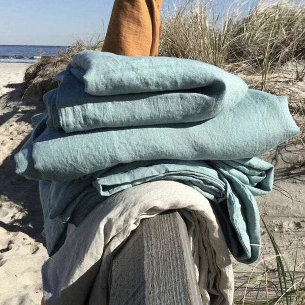 

sheets & sets nature linens bed linen double sheet solid color flax cover sheet set 3pcs parure de lit 2 personnes bldd
