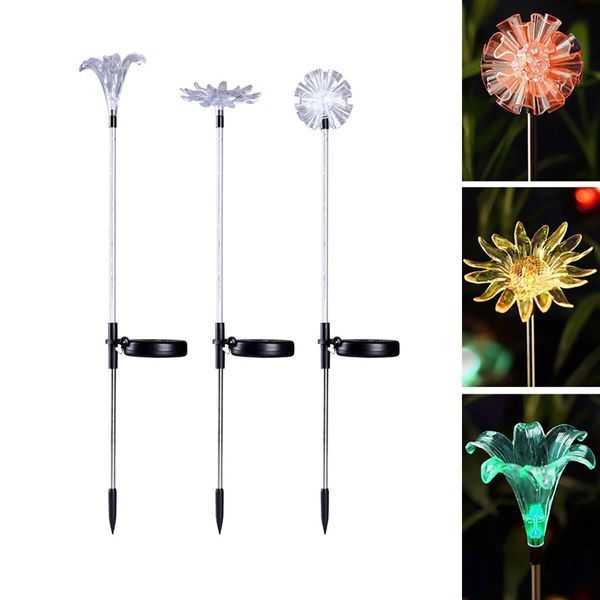 

led solar power lily flower stake lights outdoor garden path landscape lamps - 1
