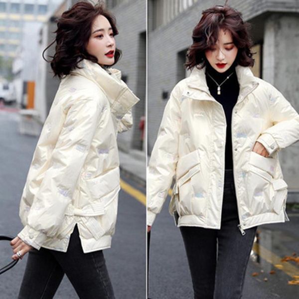 

2021 women warm cotton down coats winter fashion trend thicken stand neck puff jacket designer wholesale female casual bread puffer jackets, Black