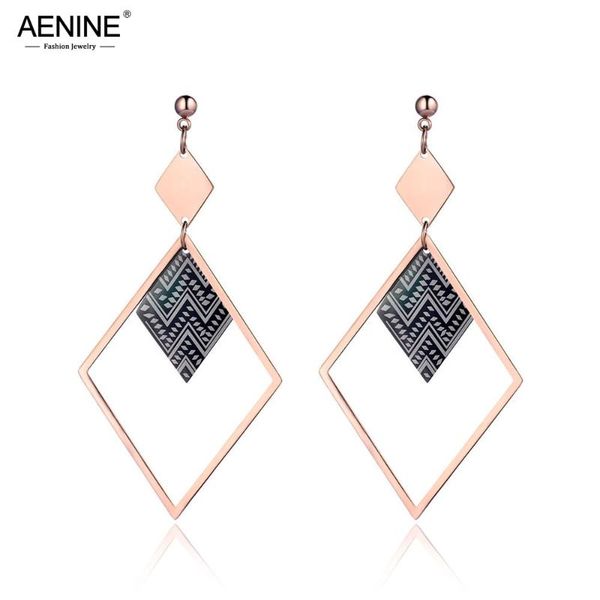 

dangle & chandelier aenine trendy double layer stainless steel geometry earrings for women girls bohemia style ear jewelry anniversary gift, Silver