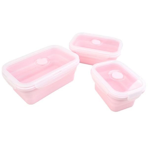 

storage boxes & bins 3pcs/pack nontoxic portable grade collapsible durable eco-friendly silicone folding lunch box container bento