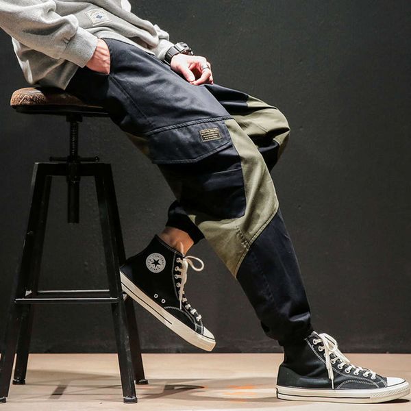 

men's pants autumn large contrast overalls casual leggings bbn4, Black