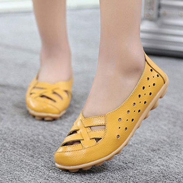 

women flats 2020 platform shoes for women genuine leather female shoes flats for casual cutout loafers ladies zapatos de mujer c0410, Black