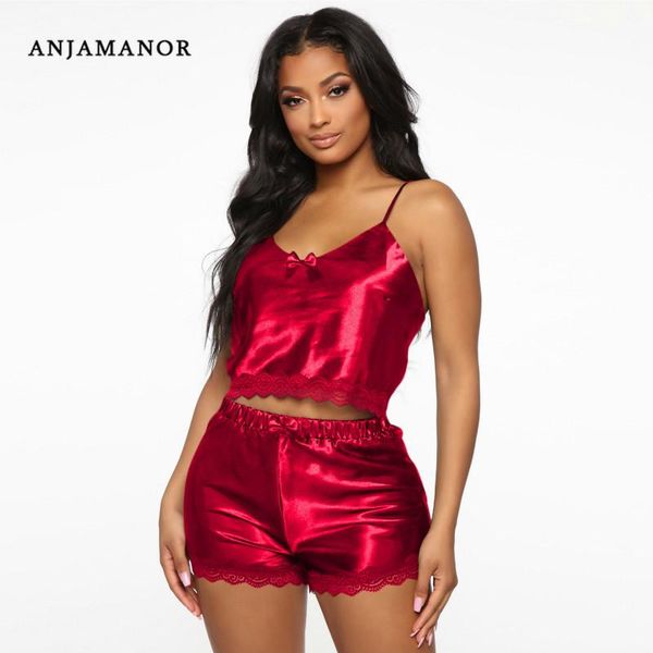 

satin lace two piece set summer 2021 pijamas sleepwear plus size 2 outfits for women lingerie d43-ac55 dress, White