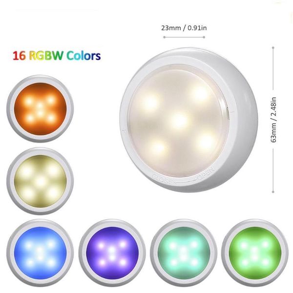 

under cabinet light rgb 16 colors touch dimmable night puck lamp stair hallway kitchen cupboard wardrobe wine wirele