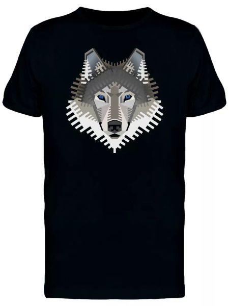 

geometric wolf art men's tee -image by shutterstock, White;black