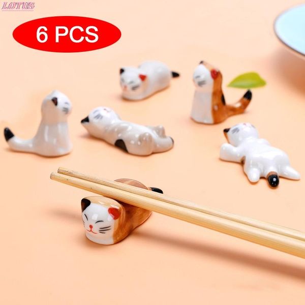 

chopsticks cat forks holder spoon pillow chopstick rest home decoration 6pcs