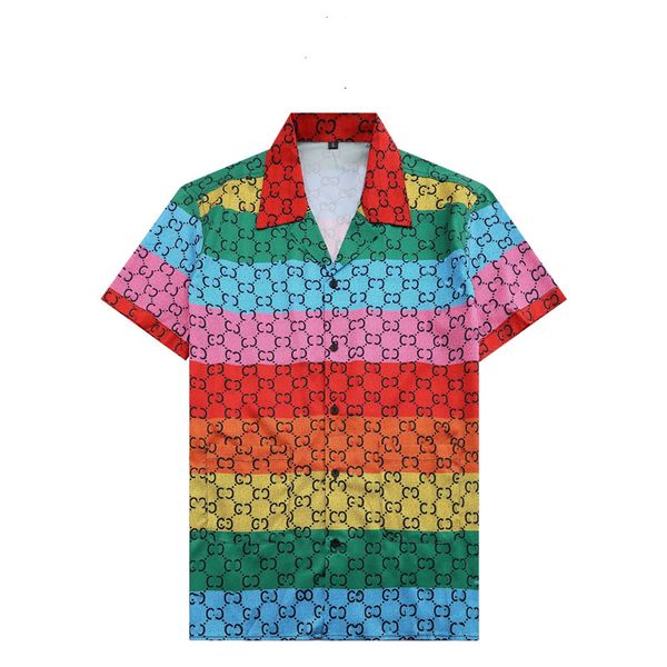 

design blouse shirts men's camisas de hombre fashion geometric letter print casual men short sleeve turn down collar business dress shi, White;black