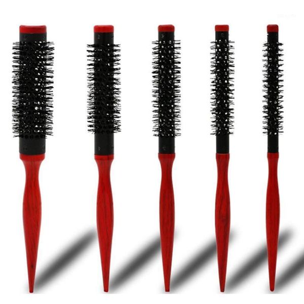 

bristle wavy curly hair brush wood handle natural fluffy roll red round comb hairdressing styling curler comb1, Silver