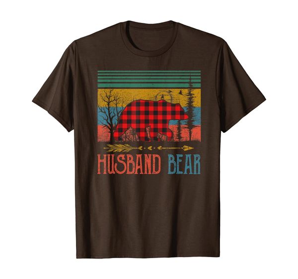 

vintage red plaid husband bear xmas buffalo family pajama t-shirt, White;black