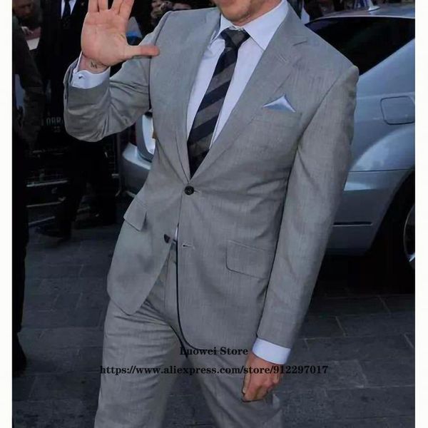 

men's suits & blazers classic grey mens office formal business blazer vintage wedding groom tuxedo 2 piece sets costume homme (jacket+p, White;black