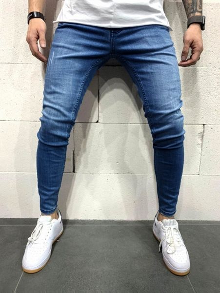 

men solid cat scratch skinny jeans 14zm#, Blue