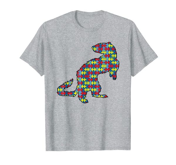 

ferret autism awareness kids weasel pet puzzle day mom gift t-shirt, White;black