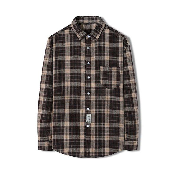 

men's casual shirts brand 2021 spring autumn long sleeves flannel collar korea style shirt for plaid harajuku clothing, White;black