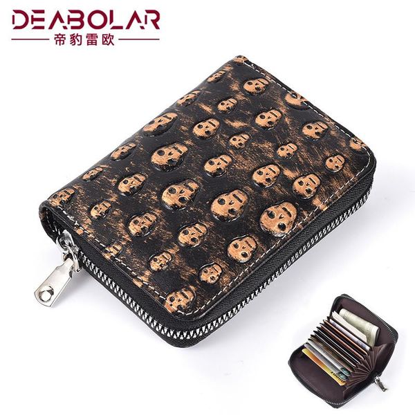 

card holders men organ case punk fashion personality pu leather holder zipper coin purse small wallet, Brown;gray
