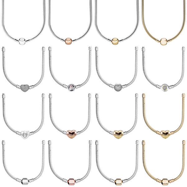 

original poetic blooms love heart ball barrel clasp snake chain 925 sterling silver necklace for fashion bead charm diy jewelry