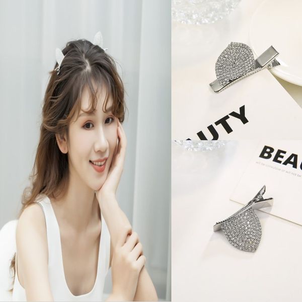 

and cute cat ear hairpin shining bangs edge clip girl water drill clip clip hairpin net red girl, Golden;silver