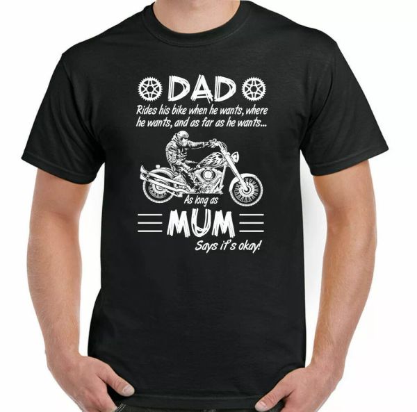 

biker motorcycle dad rides his bike mens funny chopper indian, White;black