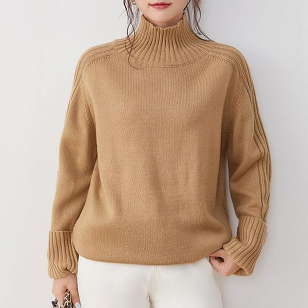 

women's sweaters 2021 sweater women long sleeve autumn knit pullover female loose half high collar base knitted warm japan style casual, White;black