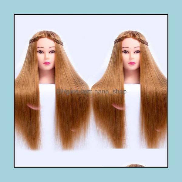 Mannequin Bijoux Emballage Affichage 65Cm Fibre Blonde Cheveux Formation Tête Belle Femme Poupée Style Mannequin Coiffure Drop Livraison 2021