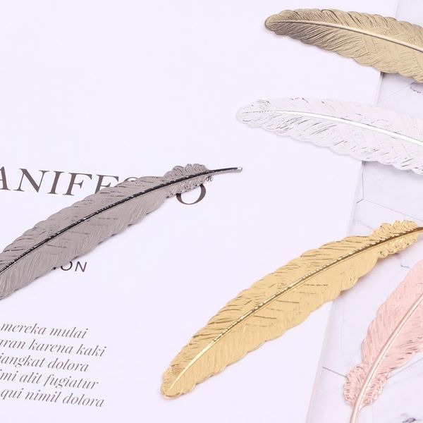 

creative retro feather shaped metal bookmark page marker for books office school