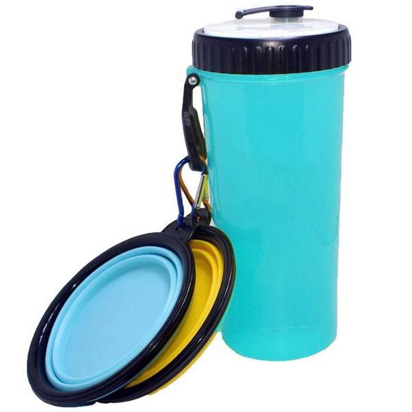 

dog car seat covers water bottle for walking - 2 in 1 portable travel dual chambered pets drinking cup dispenser mug and food container with