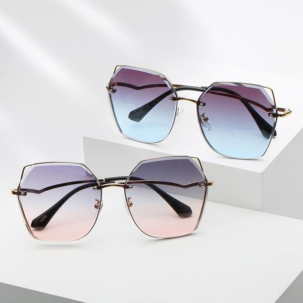 

fashion sunglasses frames anti ultraviolet trend street sun visors net red big frame frameless pearl trimming, Black
