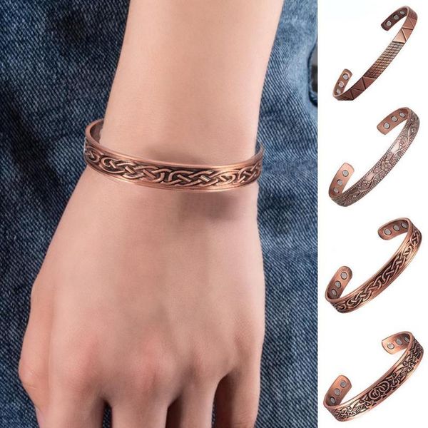 

bangle european retro energy magnetic bracelet red copper magnet adjust bangles therapy jewelry men's bracelets, Black