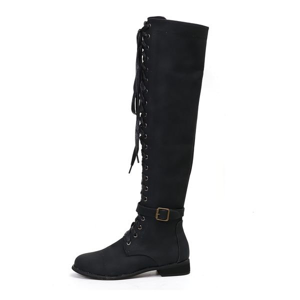 

boot plutonium leather long casual belt buckle riding zipper autumn thigh high mujer boots 2021 6syk, Black