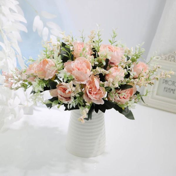 

5-head artificial peony flower bouquet simulation floral decor home office cloth fake decorative flowers & wreaths