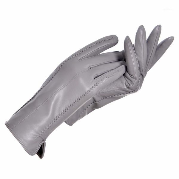 

ycfur genuine leather gloves women warm lady genuine sheepskin gloves warm lining winter female leather1, Blue;gray