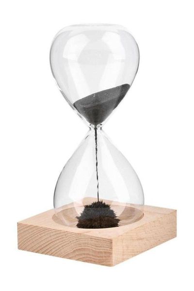 

other clocks & accessories hourglass magnet with wooden stand magnetic sand - stylish and decorative touch to your home or office gift item