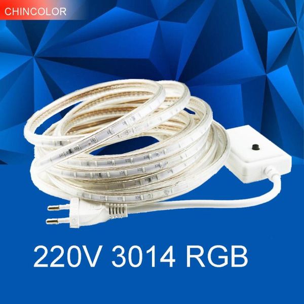 

10m 20m 30m 50m 100m 3014 rgb led strip waterproof + controller 220v light 72led/m multi color garden holiday decor jl strips
