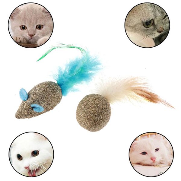 

cat toys 1pcs nip soft feather toy ball treats interactive kitten 2styles