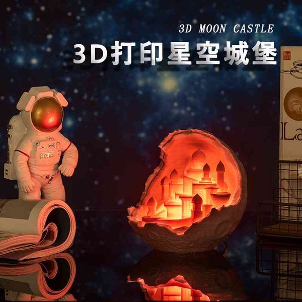 

3d printing star castle creative electronic products gift led desk small night new strange moon lamp