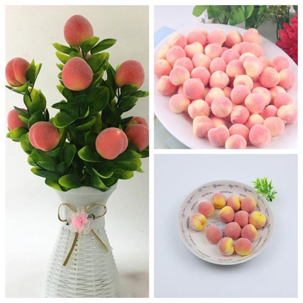 

party decoration 50pcs/lot mini artificial fruits and vegetables simulation peach fake kitchen toys for children play home