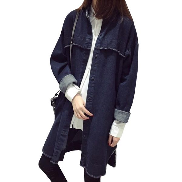 

women's jackets autumn winter fashion women long denim tassel jacket casual loose bf style jeans coat female slim basic outwearab096, Black;brown