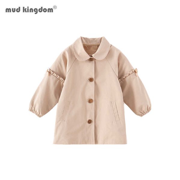 Mudkingdom Herbst Kinder Mädchen Rüschen Ärmel Trenchcoats Baby Mädchen Windjacke Lange Oberbekleidung Kinder Kleidung 210615