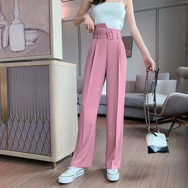 

women's pants & capris #2162 black pink wide leg long women with belt harajuku casual high waisted ladies loose straight woman spring, Black;white