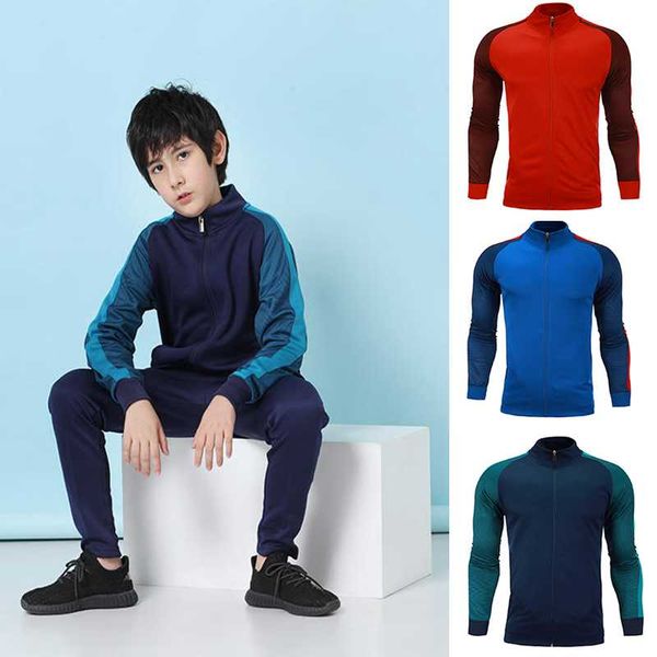 

running jackets autumn/winter football play suit men's custom light board long sleeve training coat children's knit jacket sportsw, Black;red
