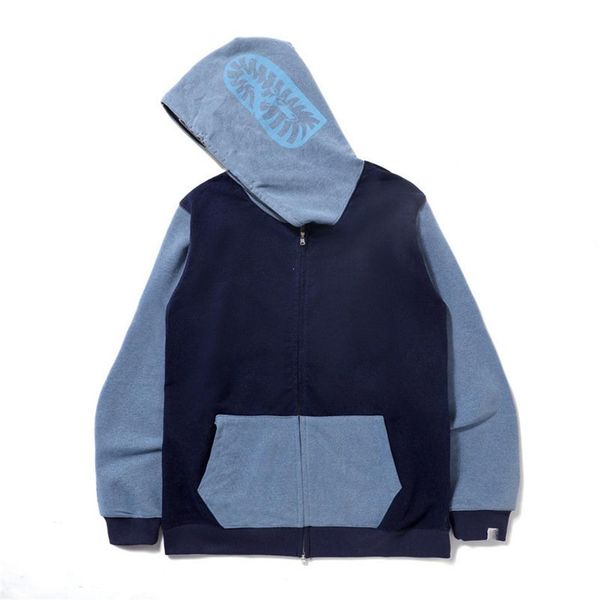 

famous designer men's sweater hoodie jacket side seam pocket cardigan zipper solid color autumn blue size m-xxl, Black