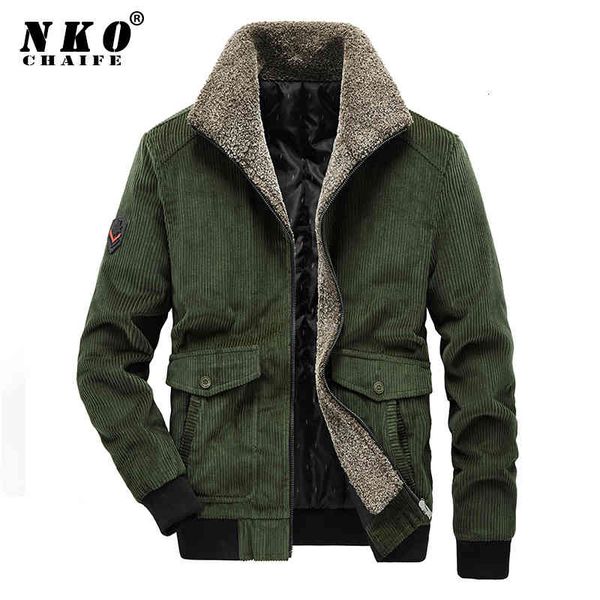 

men's jackets chaifenko brand bomber parka winter thick warm corduroy military coat fur collar army tactics jacket men v7gd, Black;brown
