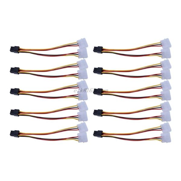 

promotion 10pcs molex 4 pin to pci-e pci expess 6 power converter adapter cable connector supply computer cables & connectors