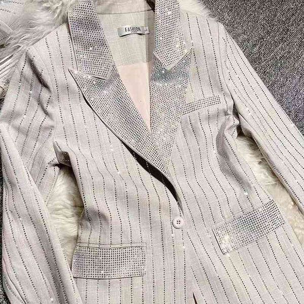 

women's suits & blazers women shining diamonds single button spring autumn high street coat d4cc, White;black