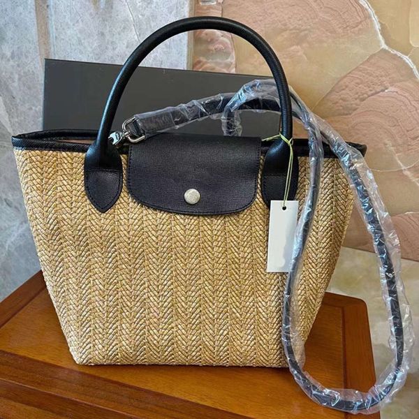 

classic ladies bag straw lambskin canvas shopping folding portable one shoulder tote bag