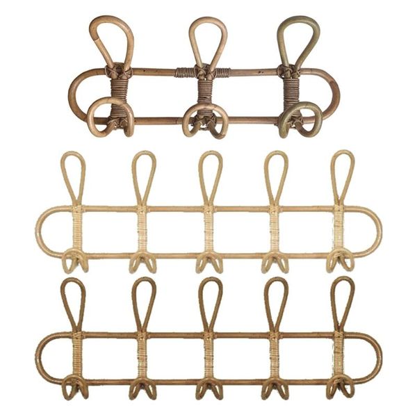 

hooks & rails q1fd decorative rustic rattan wall 3 hooks/5 hanging coat rack storage