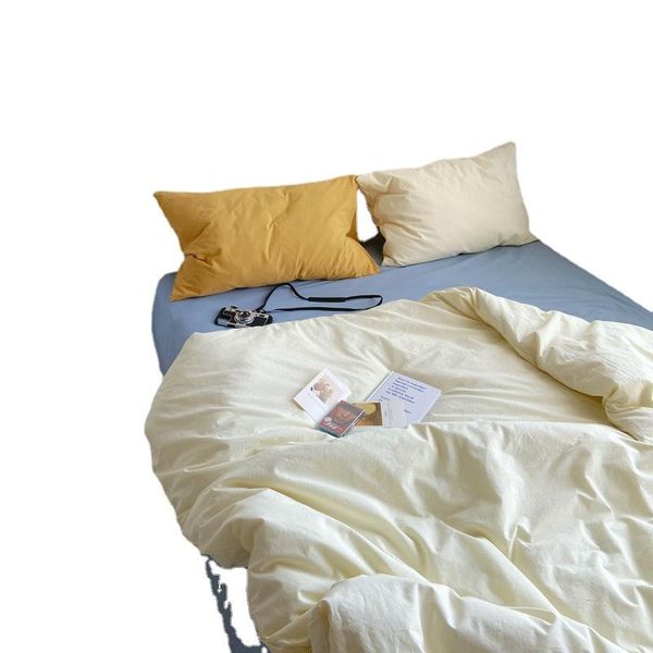 

bedding sets creamy cotton washed pure color mix and four-piece simple 3-piece