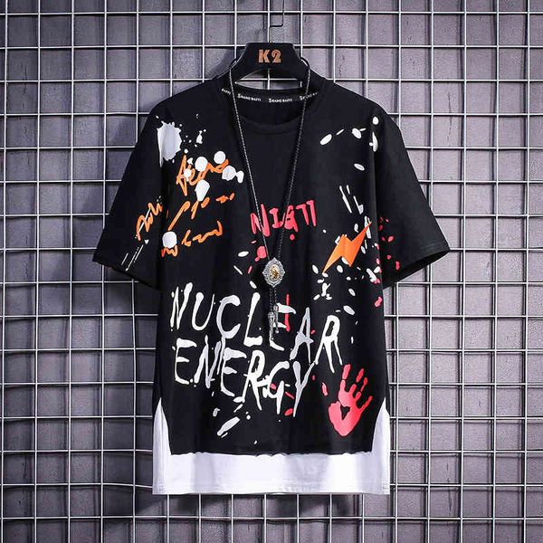 

men's t-shirts print short sleeve fashion streetwear hip hop clothes men tshirt summer japanese style q870, White;black