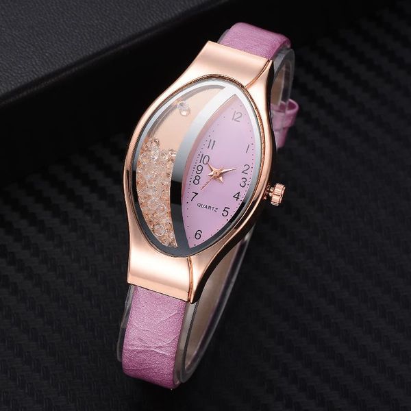 

women fashion watch digital dial wrist ellipse rhinestone quartz casual creative watches wristwatches, Slivery;brown